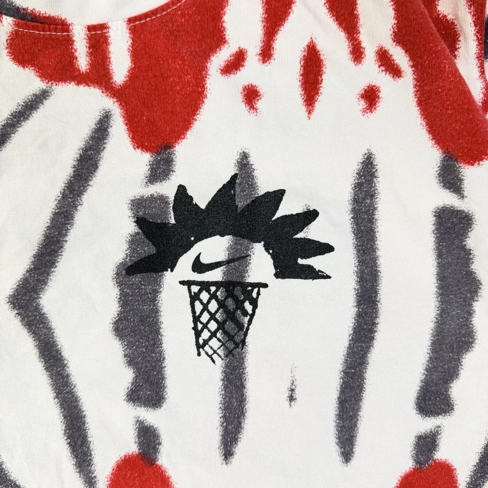 Nike Block Party Tie Dye Graphic T-Shirt Mens Large Red White Black‎ BBQ Games